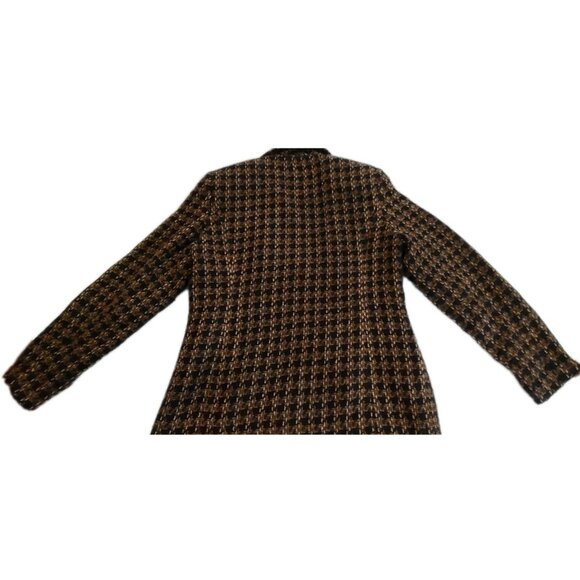 Vintage Sag Harbor Blazer Women Size 12 Black  Brown Plaid Tweed Full Zip - Picture 4 of 10